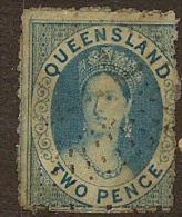 QUEENSLAND 1862 2d Pale Blue P13 QV SG 23 U #CO41 - Used Stamps