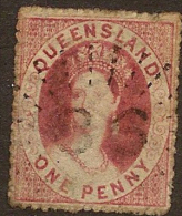 QUEENSLAND 1860 1d Carmine P16 QV SG 14 U #CO31 - Oblitérés