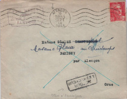 Lettre Alençon 16 Sept 46 Flamme RBV Curiosité: L De Alençon Cassé En Forme De I Donnant AIENCON - Brieven En Documenten