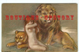 RARE < FEMME NUE Aux LIONS Par ADELINA ZANDRINO - FAUVE LION - NU - NUDE - NUS - DOS SCANNE - Zandrino