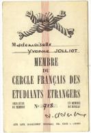 Carte Membre Du Cercle Français Des étudiant étranger école Scolaire - Diplômes & Bulletins Scolaires