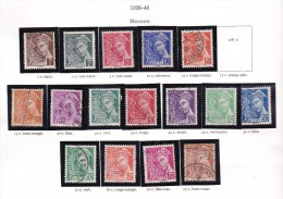 FRANCE N° 404 à 416a YT Lot TYPE PAIX & CERES  Surcharge Neufs & Oblitérés - 1938-42 Mercure