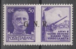 Italia    -   1944.  Propaganda Di Guerra  " G.N.R." . 50 C. II Tipo.  MNH, Ben Centrato, Fresco - War Propaganda