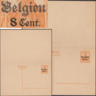 Belgique 1917. Carte Provisoire Avec Réponse Payée, Avec Double Surcharge (n° 15). Surcharges Très éloignées - German Occupation