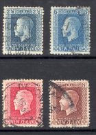 NEW ZEALAND, 1915 2½d,5d,6d,8d (all P14x13½) U/FU, Cat £10 - Oblitérés