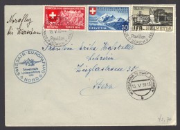 SUISSE 1939 Vol Swissair Zurich/ Varsovie N° 321, 322 & 310 Obl. S/Lettre Entiére - Premiers Vols