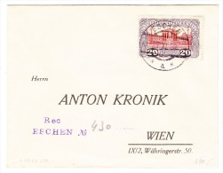 R-Brief Eschen 27-XI-20 Mit E.F. 20 Kronen Deutschösterreich Nach Wien - Lettres & Documents