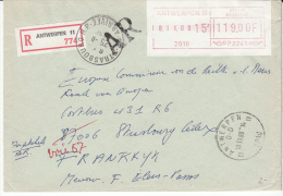 BELGIUM REGISTERED AR COVER 25/02/1988 ANTWERPEN VERS STRASBOURG - 1980-1999