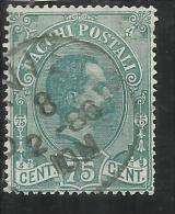 ITALIA REGNO ITALY KINGDOM 1884 - 1886 PACCHI POSTALI CENT. 75 TIMBRATO USED - Postal Parcels