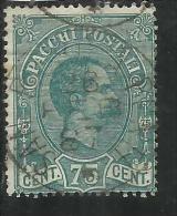 ITALIA REGNO ITALY KINGDOM 1884 - 1886 PACCHI POSTALI CENT. 75 TIMBRATO USED - Paketmarken