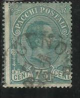 ITALIA REGNO ITALY KINGDOM 1884 - 1886 PACCHI POSTALI CENT. 75 TIMBRATO USED - Colis-postaux