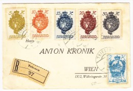 R-Brief Triesen 1 X 2 Krone + 1 X 5, 10, 15, 20, 30 Heller Nach Wien - Covers & Documents