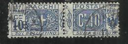 ITALY KINGDOM ITALIA REGNO 1914 - 1922 PACCHI POSTALI NODO DI SAVOIA CENT. 10 USATO USED - Pacchi Postali