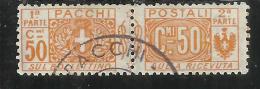 ITALY KINGDOM 1914 - 1922 ITALIA REGNO PACCHI POSTALI NODO CENT. 50c USATO USED OBLITERE' - Postal Parcels