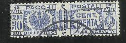 ITALIA REGNO ITALY KINGDOM 1927 - 1932 PACCHI POSTALI FASCI CENT. 30 USATO USED - Colis-postaux
