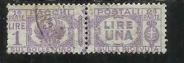 ITALIA REGNO 1927 1932 PACCHI POSTALI PARCEL POST AQUILA SABAUDA CON FASCI LIRE 1 USATO USED OBLITERE' - Paketmarken