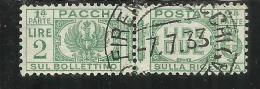 ITALIA REGNO 1927 1932 PACCHI POSTALI AQUILA SABAUDA CON FASCI LIRE 2 USATO USED - Paketmarken