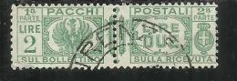 ITALIA REGNO 1927 1932 PACCHI POSTALI AQUILA SABAUDA CON FASCI LIRE 2 USATO USED - Postal Parcels