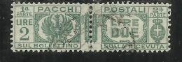 ITALIA REGNO 1927 1932 PACCHI POSTALI AQUILA SABAUDA CON FASCI LIRE 2 USATO USED - Paketmarken