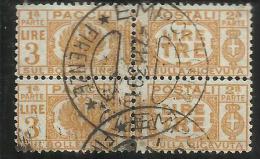 ITALIA REGNO 1927 1932 PACCHI POSTALI AQUILA SABAUDA CON FASCI LIRE 3 COPPIA USATA PAIR USED - Paketmarken