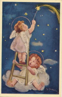 ENFANTS - ANGES -  Jolie Carte Fantaisie Italienne Enfants Sur Nuage étoile Filante Signée ZANDRINO - Zandrino