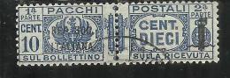 ITALIA REGNO ITALY KINGDOM 1944 RSI REPUBBLICA SOCIALE PACCHI FASCIETTO CENT. 10 TIMBRATO USED - Paquetes Postales
