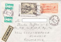 STAMPS ON REGISTERED COVER, NICE FRANKING, PAINTINGS, PLANE, 1992, FRANCE - Cartas & Documentos