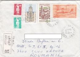 STAMPS ON REGISTERED COVER, NICE FRANKING, ARCHITECTURE, PLANE, 1993, FRANCE - Lettres & Documents