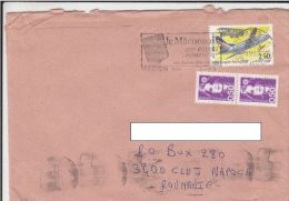 STAMPS ON COVER, NICE FRANKING, PLANE, MACON FLAMME, 1993, FRANCE - Brieven En Documenten