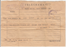 TELEGRAMME FROM CLUJ TO ORADEA, 1955, ROMANIA - Telegraphenmarken