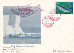 RUSSIAN ANTARCTIC EXPEDITION, UKRAINE ICE BREAKER, WHALE, SPECIAL COVER, 1984, JAPAN - Expéditions Antarctiques