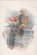 CPA USABAL- COUPLE ON THE SHIP DECK, CENSORED - Usabal