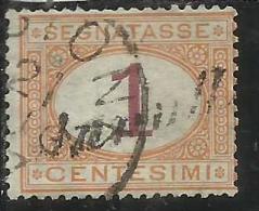 ITALIA REGNO ITALY KINGDOM 1870 - 1874 SEGNATASSE TAXES DUE TASSE CENT. 1 USATO USED - Segnatasse