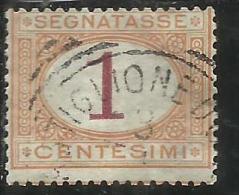 ITALIA REGNO ITALY KINGDOM 1870 - 1874 SEGNATASSE TAXES DUE TASSE CENT. 1 USATO USED - Segnatasse