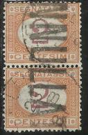 ITALIA REGNO 1870 - 1874 SEGNATASSE TAXES DUE TASSE CIFRA CENT. 2 COPPIA TIMBRATA PAIR USED - Strafport