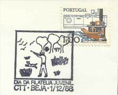 Portugal Cachet Commémoratif  Philatélie De La Jeunesse Beja La Chasse 1988 Event Pmk Youth Philatelie Hunting - Postal Logo & Postmarks