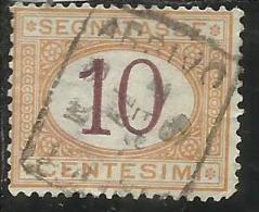 ITALIA REGNO ITALY KINGDOM 1870 - 1874 SEGNATASSE TAXES DUE TASSE CIFRA NUMERAL CENT. 10 TIMBRATO USED - Postage Due