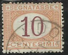ITALIA REGNO ITALY KINGDOM 1870 - 1874 SEGNATASSE TAXES DUE TASSE CIFRA NUMERAL CENT. 10 TIMBRATO USED - Postage Due