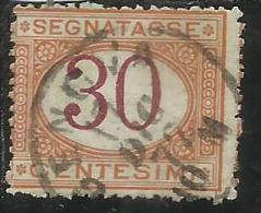 ITALIA REGNO ITALY REPUBLIC 1870 - 1874 SEGNATASSE TAXES DUE TASSE CENT. 30 USATO USED - Segnatasse