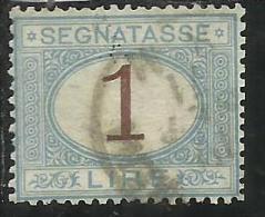 ITALIA REGNO 1870 - 1874 SEGNATASSE TAXES DUE TASSE  CIFRA NUMERAL LIRE 1 TIMBRATO USED - Taxe