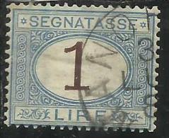 ITALIA REGNO 1870 - 1874 SEGNATASSE TAXES DUE TASSE  CIFRA NUMERAL LIRE 1 TIMBRATO USED - Taxe