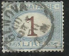 ITALIA REGNO 1870 - 1874 SEGNATASSE TAXES DUE TASSE  CIFRA NUMERAL LIRE 1 TIMBRATO USED - Taxe