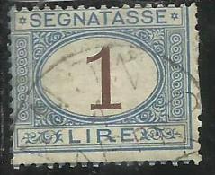 ITALIA REGNO 1870 - 1874 SEGNATASSE TAXES DUE TASSE  CIFRA NUMERAL LIRE 1 TIMBRATO USED - Segnatasse