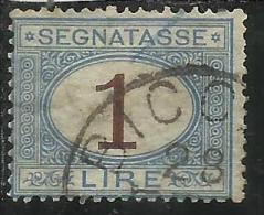 ITALIA REGNO 1870 - 1874 SEGNATASSE TAXES DUE TASSE  CIFRA NUMERAL LIRE 1 TIMBRATO USED - Portomarken