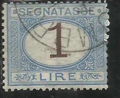 ITALIA REGNO 1870 - 1874 SEGNATASSE TAXES DUE TASSE  CIFRA NUMERAL LIRE 1 TIMBRATO USED - Taxe