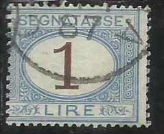 ITALIA REGNO 1870 - 1874 SEGNATASSE TAXES DUE TASSE  CIFRA NUMERAL LIRE 1 TIMBRATO USED - Taxe