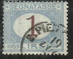 ITALIA REGNO 1870 - 1874 SEGNATASSE TAXES DUE TASSE  CIFRA NUMERAL LIRE 1 TIMBRATO USED - Taxe