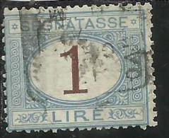 ITALIA REGNO 1870 - 1874 SEGNATASSE TAXES DUE TASSE  CIFRA NUMERAL LIRE 1 TIMBRATO USED - Taxe