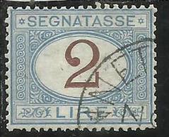 ITALIA REGNO ITALY KINGDOM 1870 - 1874 SEGNATASSE TAXES DUE TASSE CIFRA NUMERAL LIRE 2 TIMBRATO USED - Segnatasse