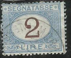 ITALIA REGNO ITALY KINGDOM 1870 - 1874 SEGNATASSE TAXES DUE TASSE CIFRA NUMERAL LIRE 2 TIMBRATO USED - Segnatasse